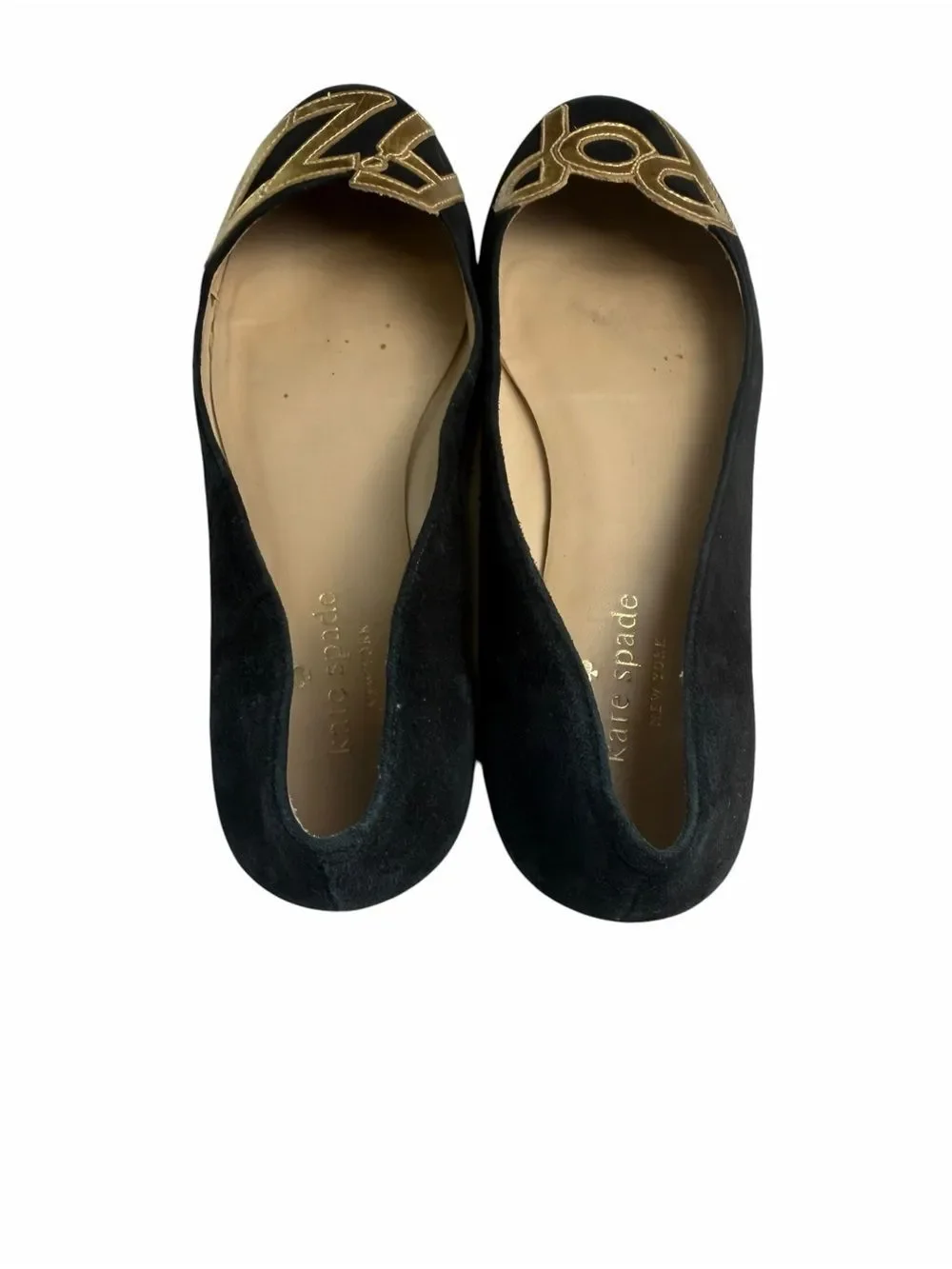 kate spade Pop Fizz ballet flats black suede leather size 6.5